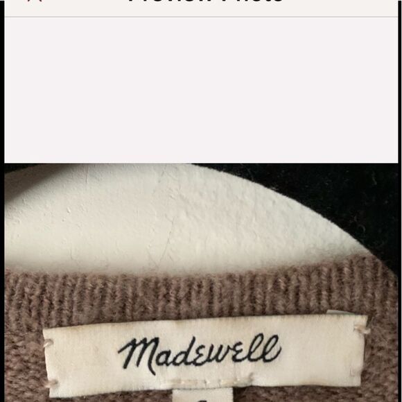 Madewell light chocolate oversized cardigan, nylon/merino wool/alpaca, pockets,S - Picture 6 of 7